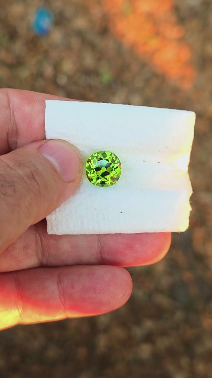 Peridot Green Colored Lab Sapphire, Antique Cushion Cut, 7.57 Carats