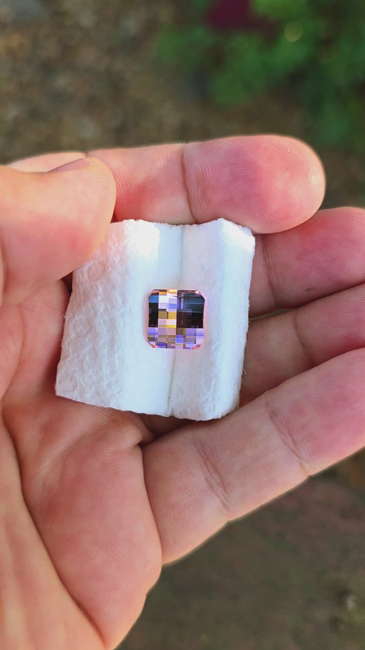 Soviet Era Padparadscha Erbium YAG, Pixel Square Cut, 7.93 Carats