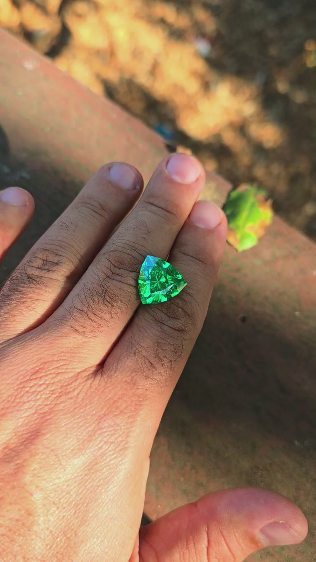 Vivid Green Vanadium YAG, Trillian Internal Reflections Cut, 17.39 Carats