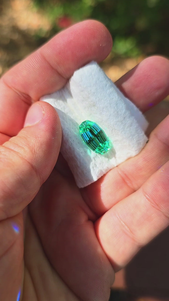 Repurposed Teal "Paraiba" YAG, Long Step Oval Cut, 6.90 Carats