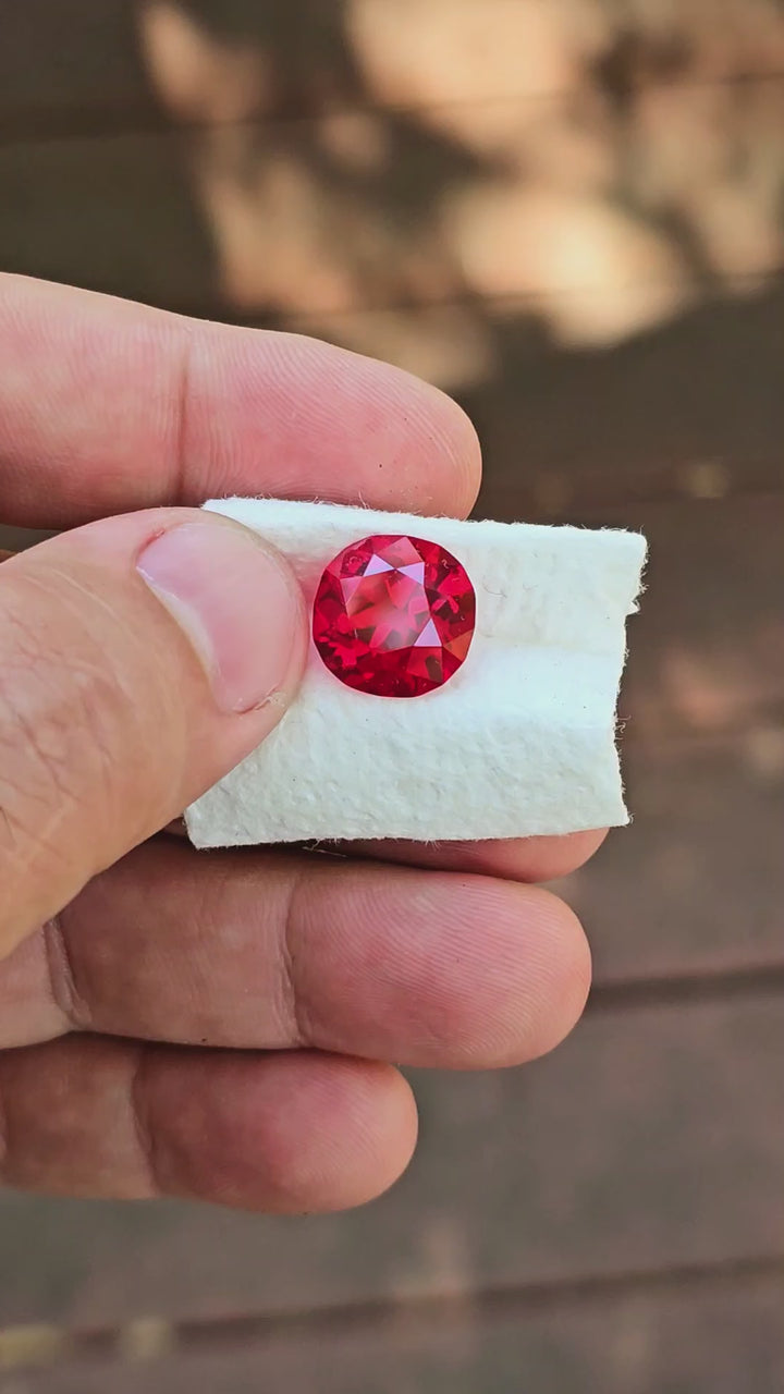 Pigeon Blood Red Lab Ruby, Antique Cushion Cut, 10.14 Carats