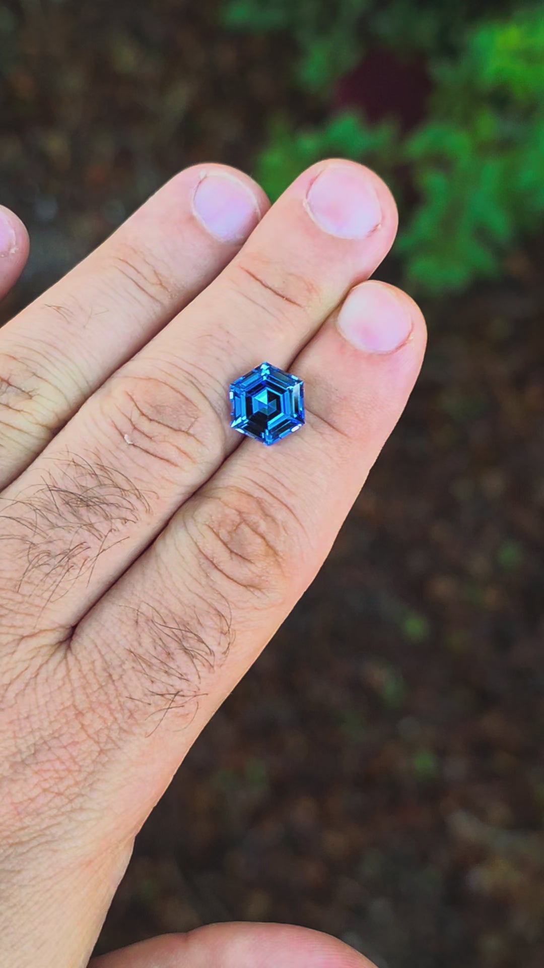 Blue Czochralski Lab Sapphire, Hexagon Step Cut, 5.70 Carats