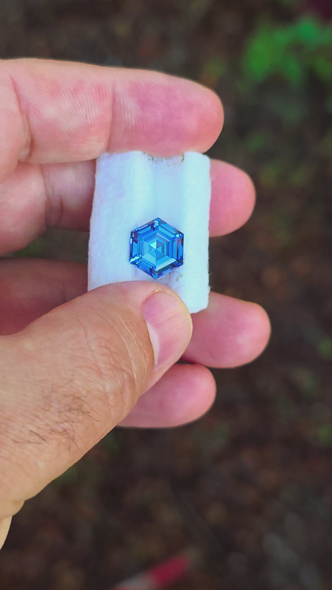 Blue Czochralski Lab Sapphire, Hexagon Step Cut, 5.70 Carats