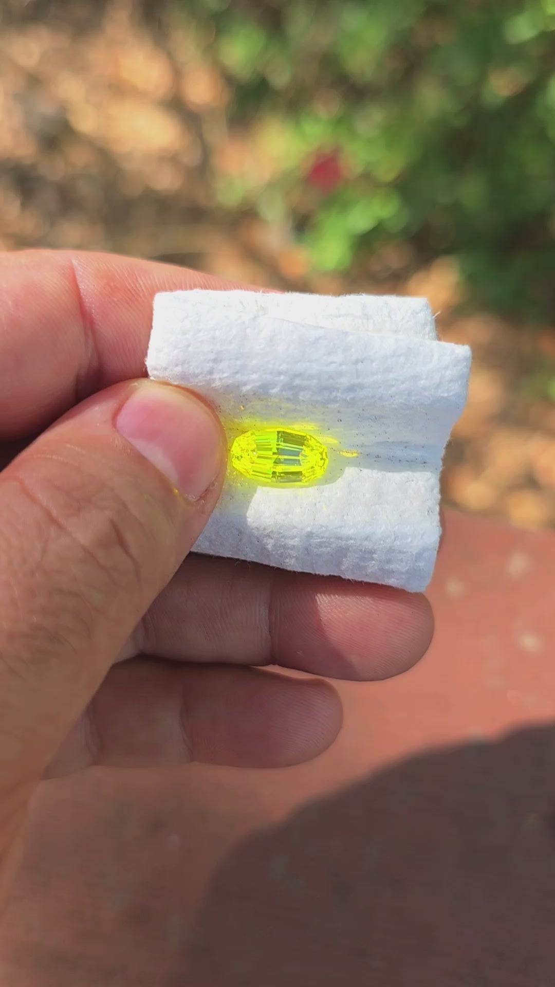 "Ultra" Glow In The Dark Lab Garnet, Long Step Oval Cut, 5.90 Carats