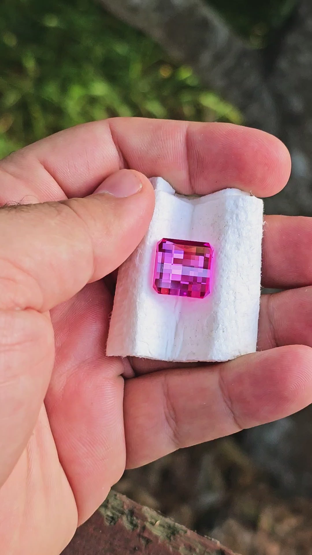 Pink Lab Sapphire, Pixel Square Cut, 16.61 Carats