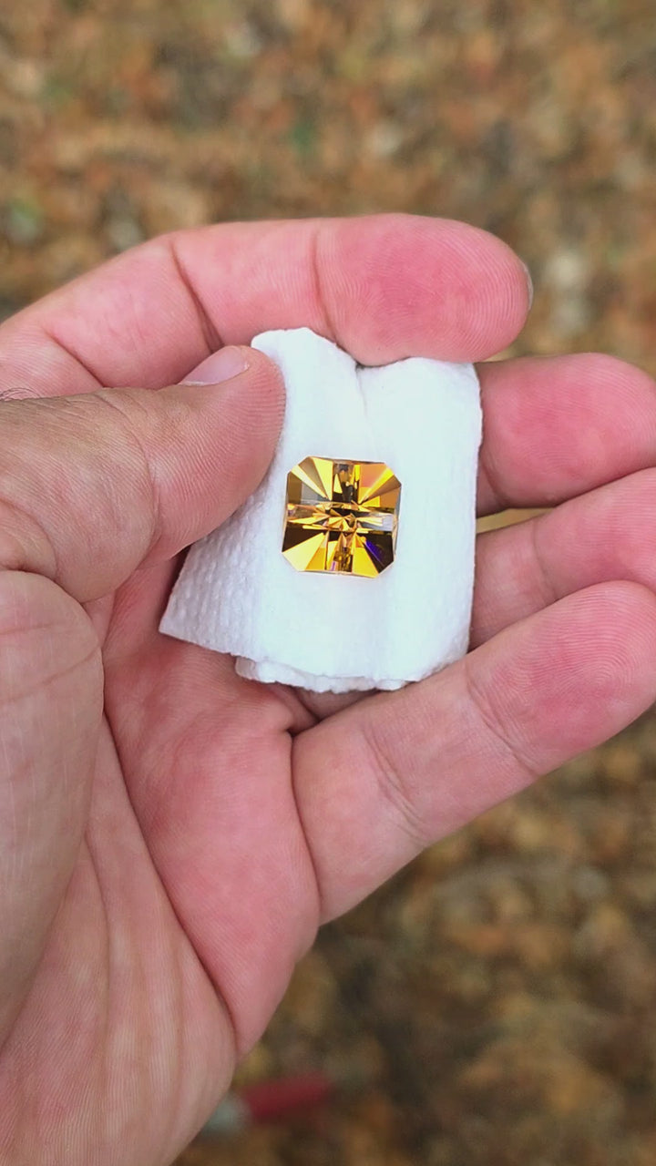 Tangerine Laser Garnet, Cross Square Cut, 22.13 Carats