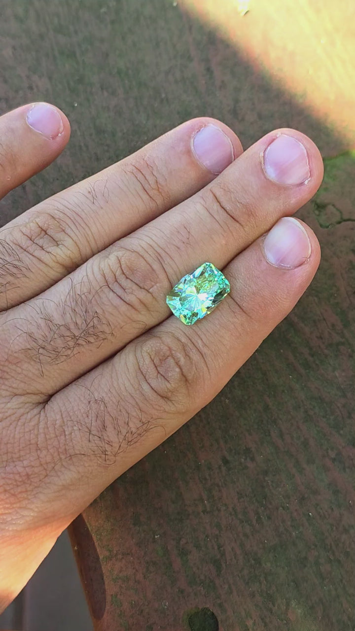 Pastel Mint Laser Garnet, House Of Sylas Long Cushion Cut, 9.78 Carats