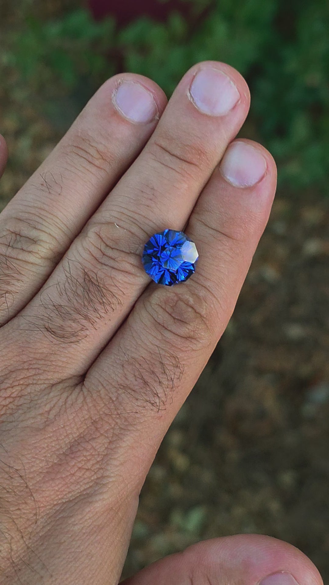 Blue Czochralski Lab Sapphire, Gnome's Geode Cut, 10.66 Carats