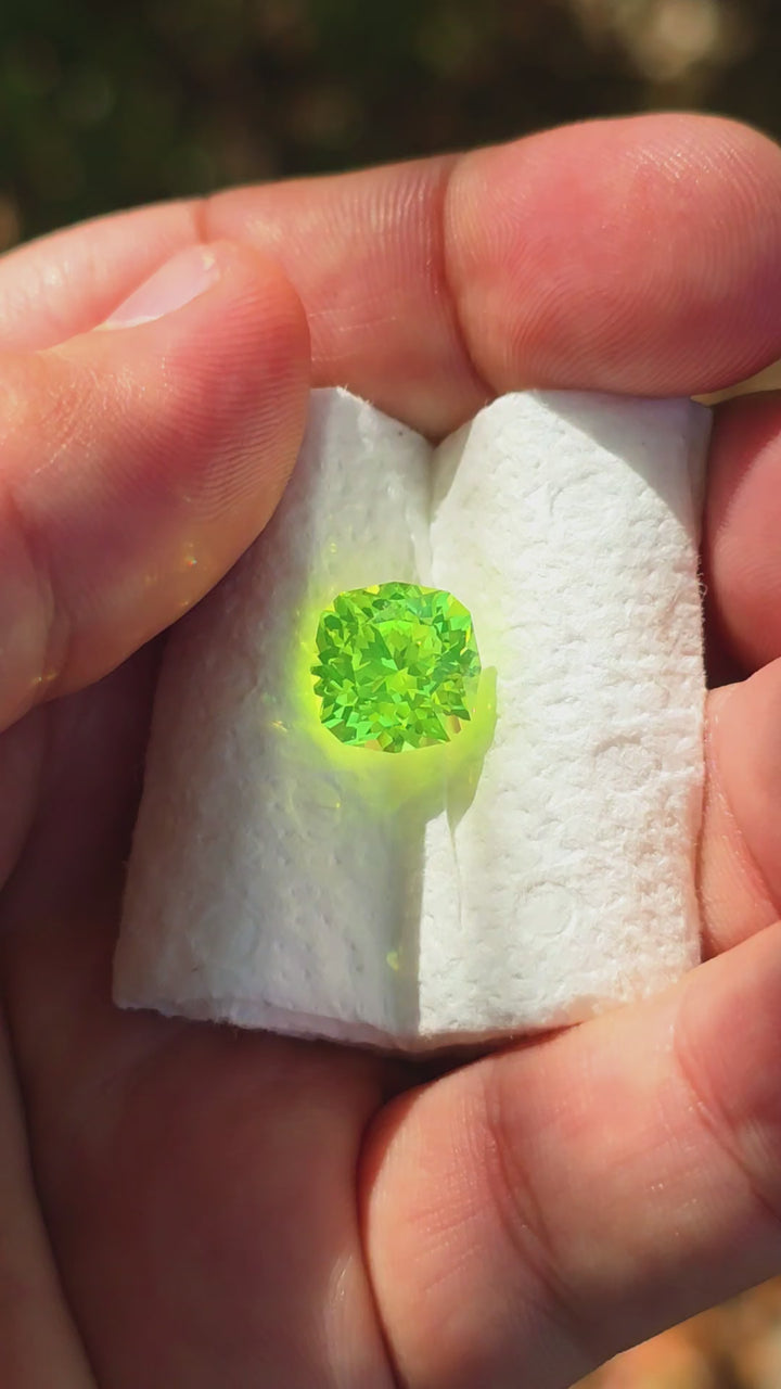 Green LuAG, House Of Sylas Cushion Cut, 10.83 Carats