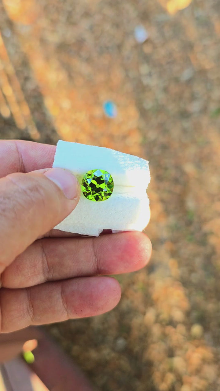 Peridot Green Colored Lab Sapphire, Antique Cushion Cut, 9.76 Carats