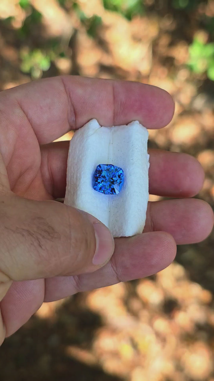 Vivid Blue Lab Spinel, House Of Sylas Cushion Cut, 7.68 Carats