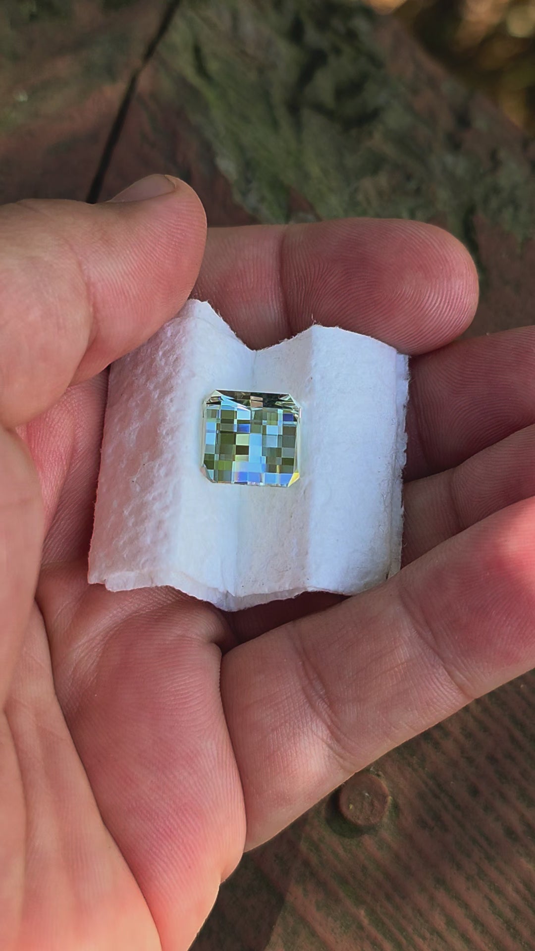 Gray Green Ytterbium YAG, Pixel Square Cut, 11.37 Carats
