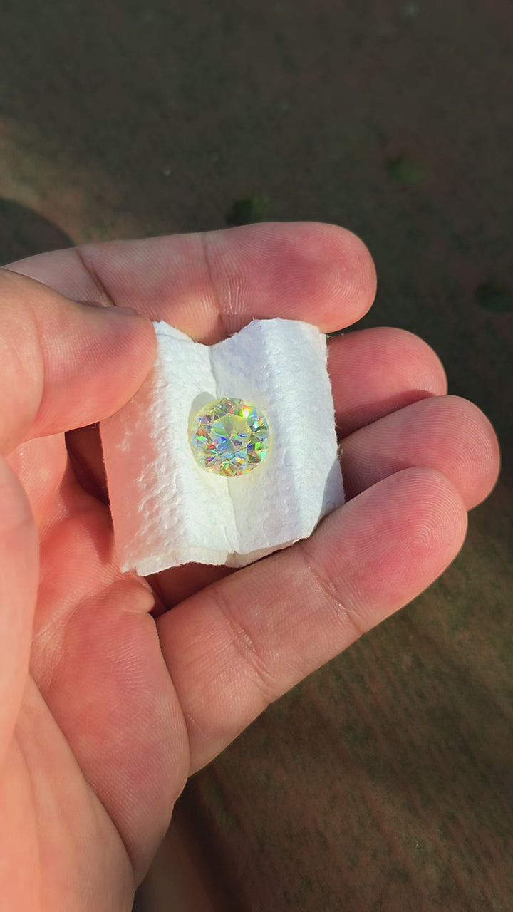 White Rutile 🌈🍭🦄, Traditional Round Brilliant Cut, 7.20 Carats