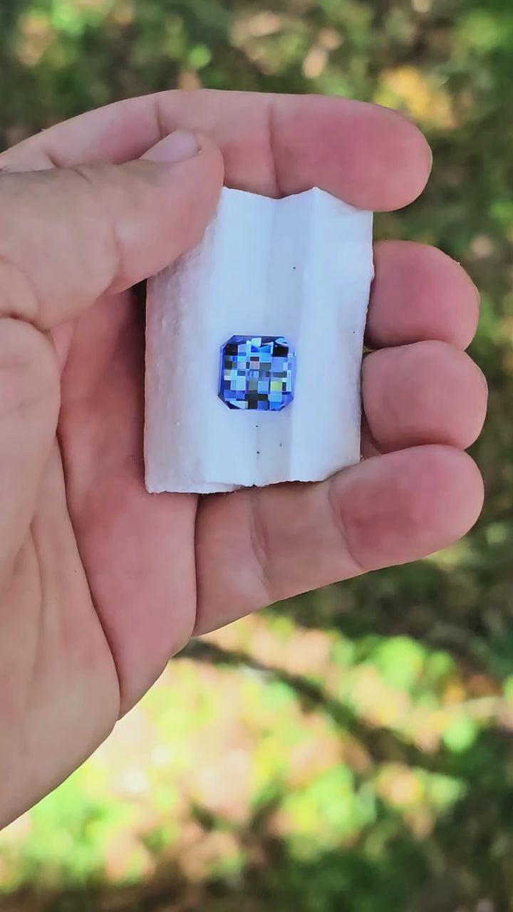 Blue Czochralski Lab Sapphire, Pixel Square Cut, 9.70 Carats
