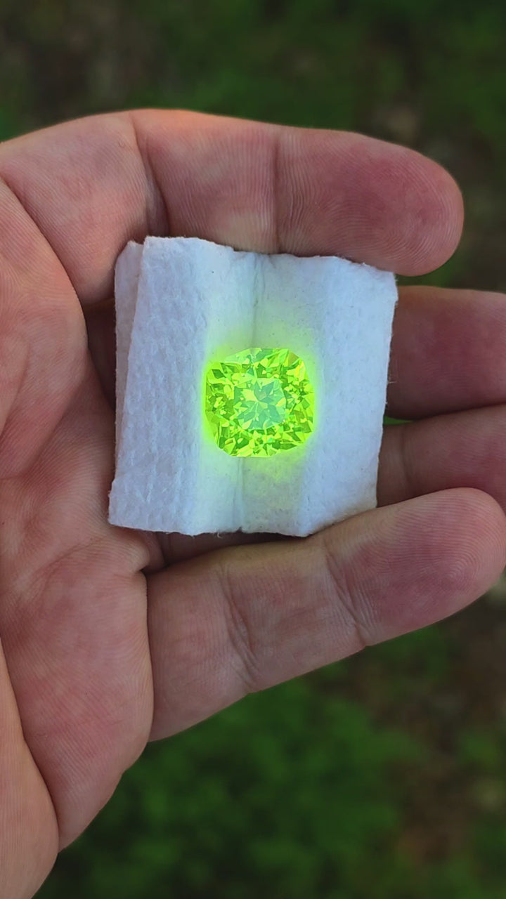 Green LuAG, House Of Sylas Cushion Cut, 26.24 Carats