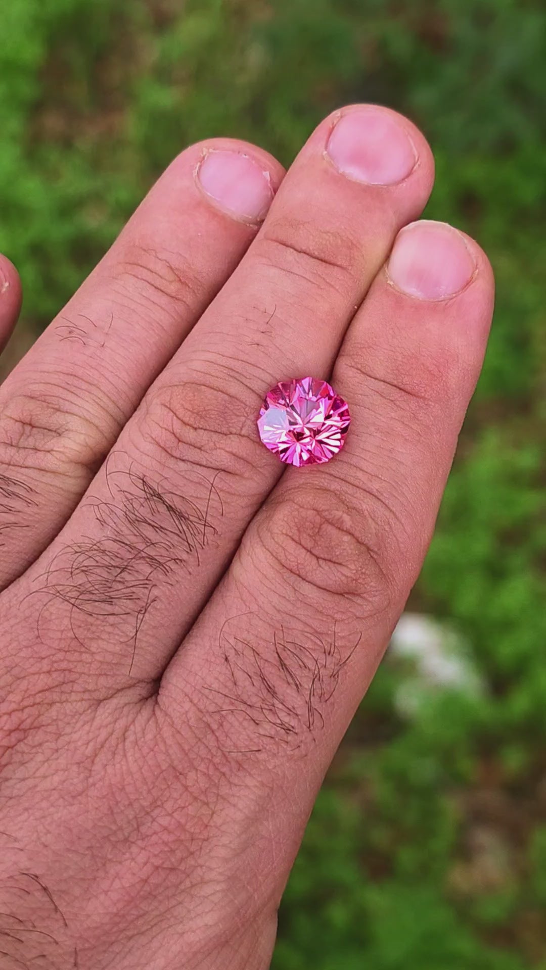 Fire Padparadscha Lab Sapphire, Gnome's Geode Cut, 6.67 Carats