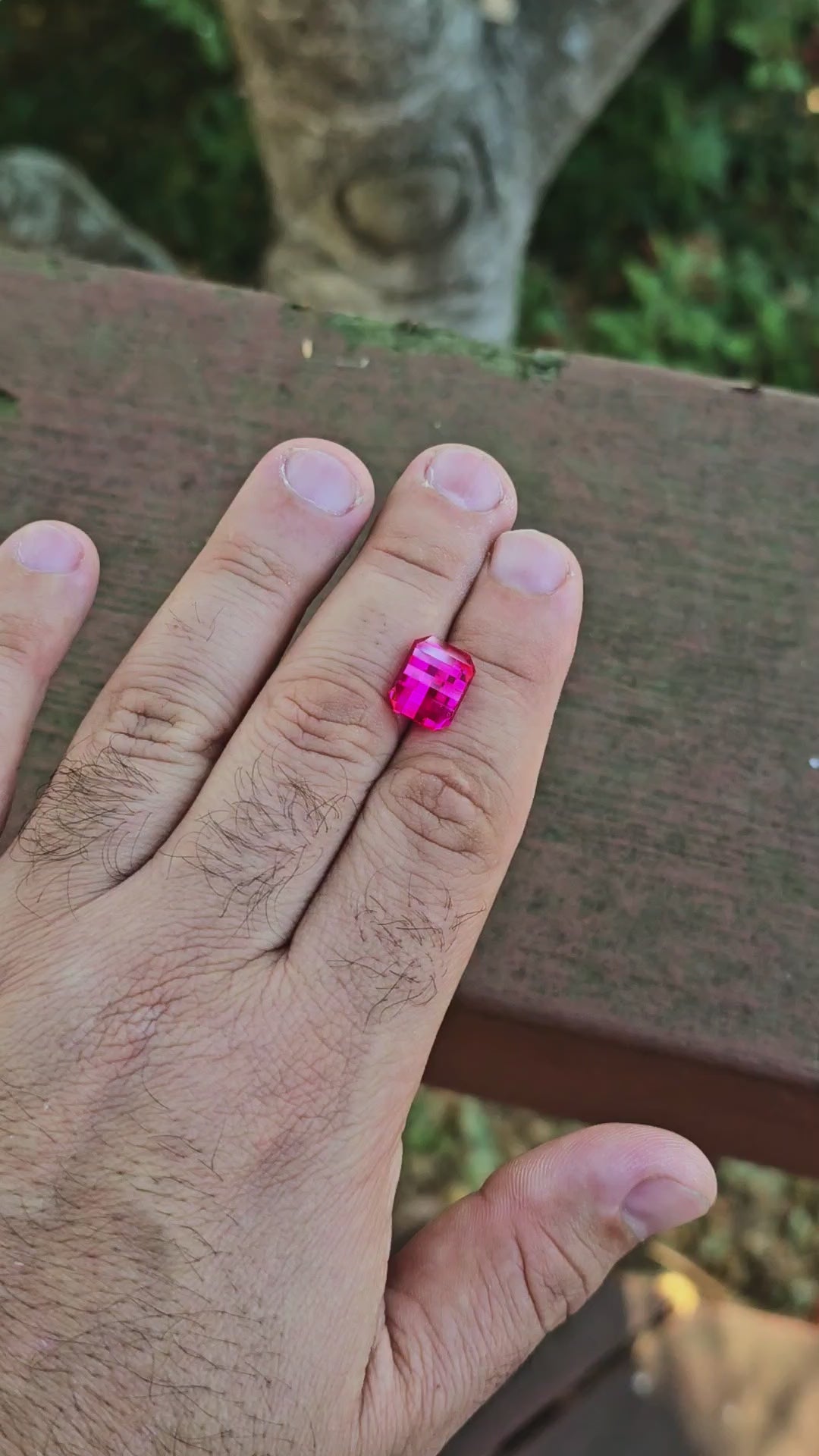 Fire Neon Pink Lab Sapphire, Pixel Rectangle Cut, 8.19 Carats