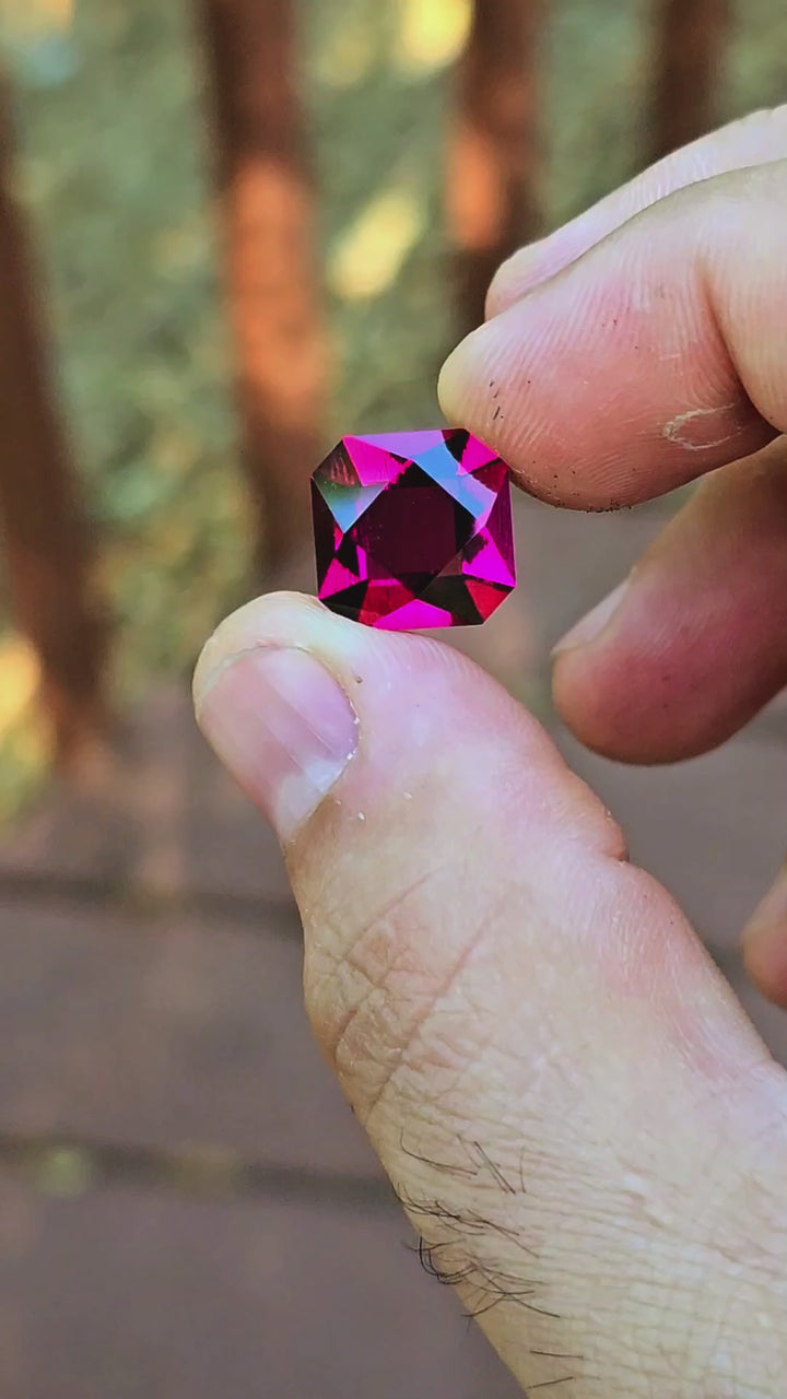 Purple Lab Beryl, Square Portrait Cut, 7.72 Carats