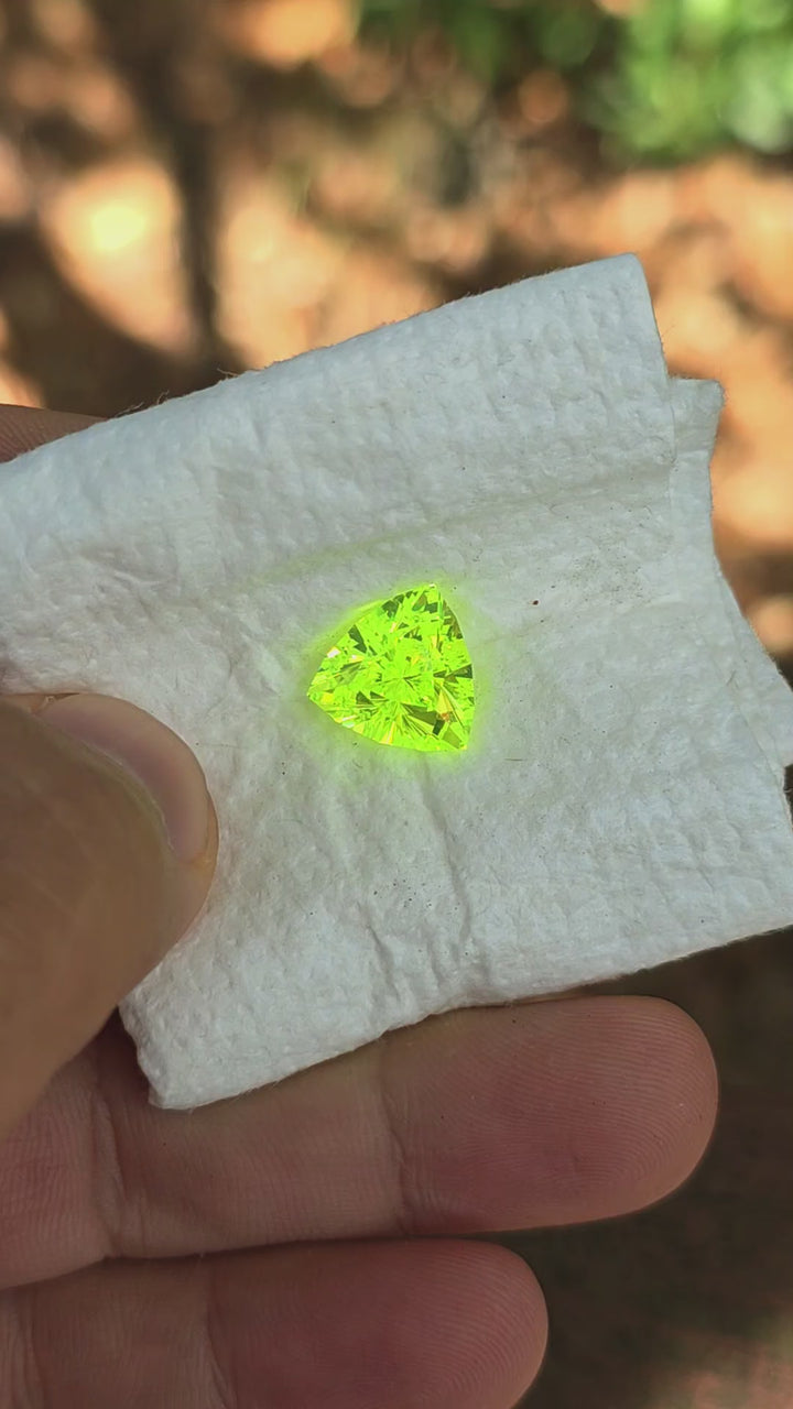 Green LuAG, Trillian Internal Reflections Cut, 11.21 Carats