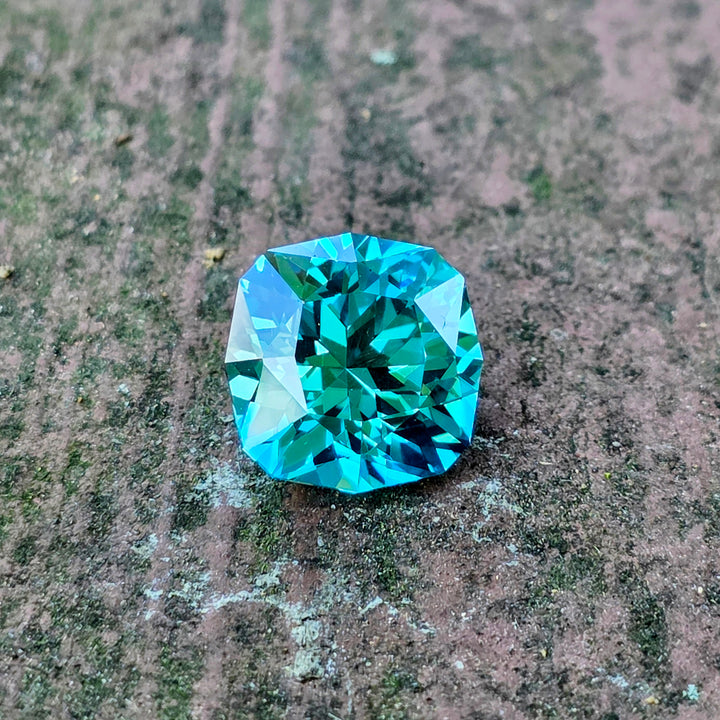 Bright Cobalt Teal Lab Sapphire, House Of Sylas Cushion Cut, 10.98 Carats