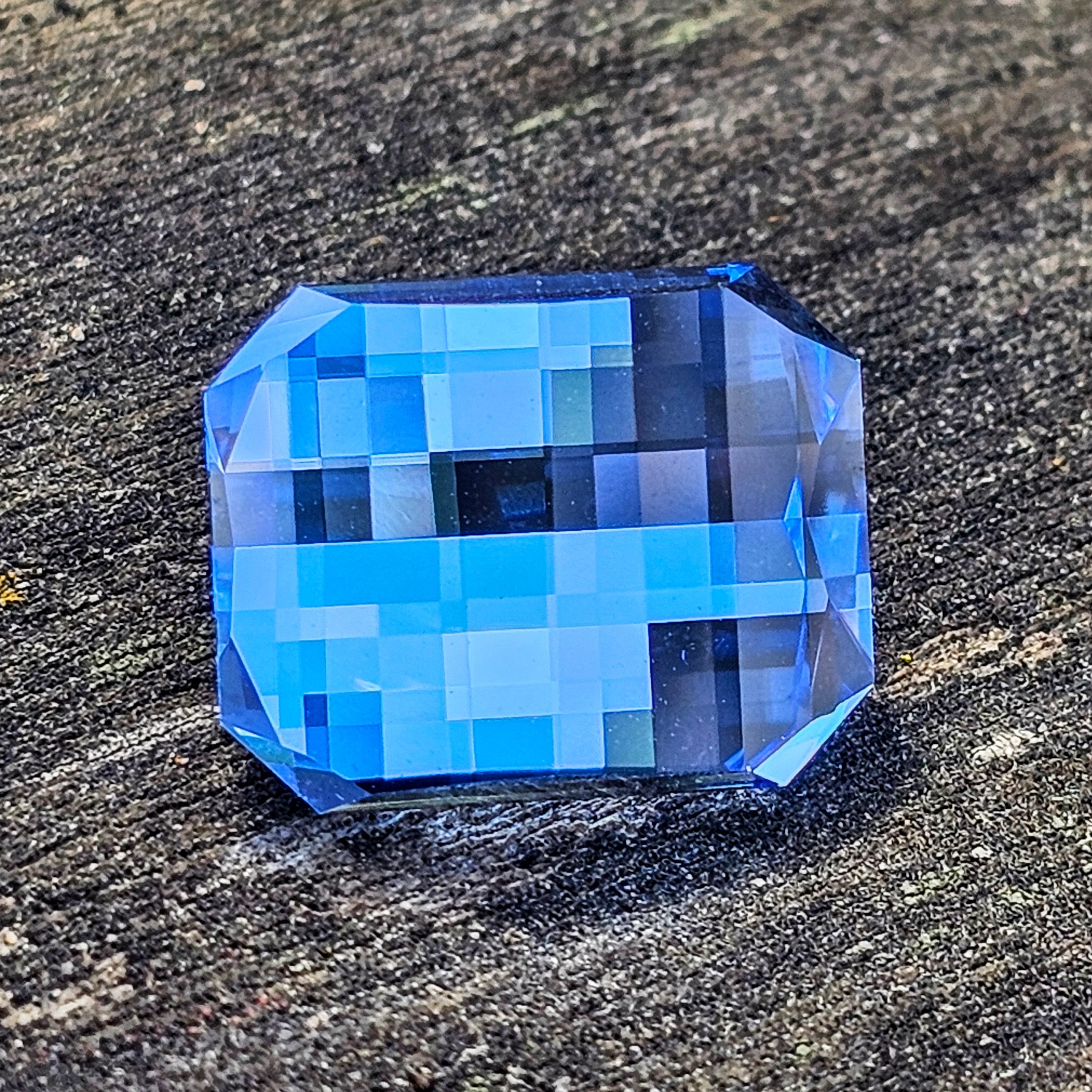 Cornflower Blue Lab Spinel, Pixel Rectangle Cut, 8.80 Carats – DJEVA