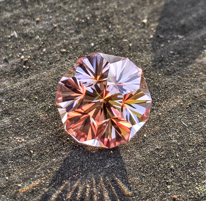 Peachy 🍑 "Morganite" Colored Lab Sapphire, Gnome's Geode Cut, 6.50 Carats