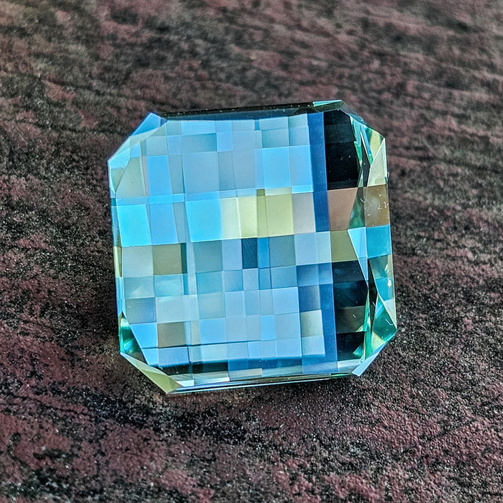 Pastel Mint Laser Garnet, Pixel Square Cut, 17.26 Carats