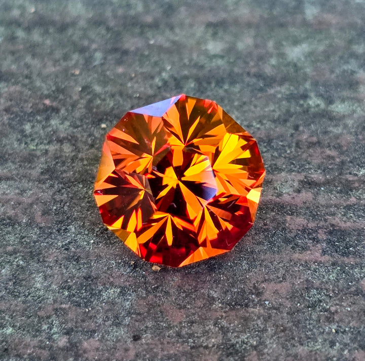 Fire Orange Lab Sapphire, Gnome's Geode Cut, 5.61 Carats