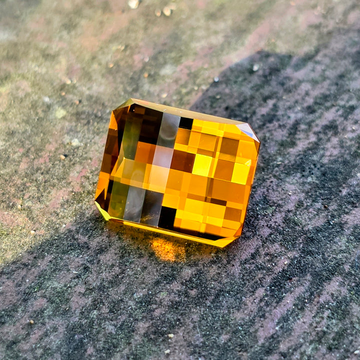 Whisky Orange Lab Sapphire, Pixel Rectangle Cut, 6.12 Carats