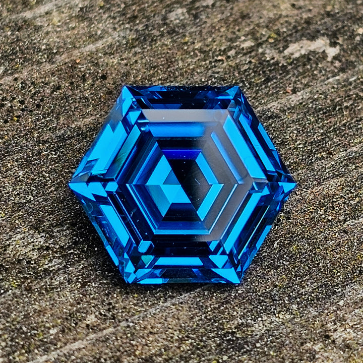 Blue Cobalt YAG, Hexagon Step Cut, 5.83 Carats