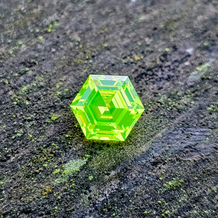 Green LuAG, Hexagon Step Cut, 6.62 Carats