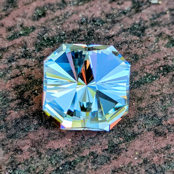 Gray Green Ytterbium YAG, Tessellation Cut, 9.96 Carats