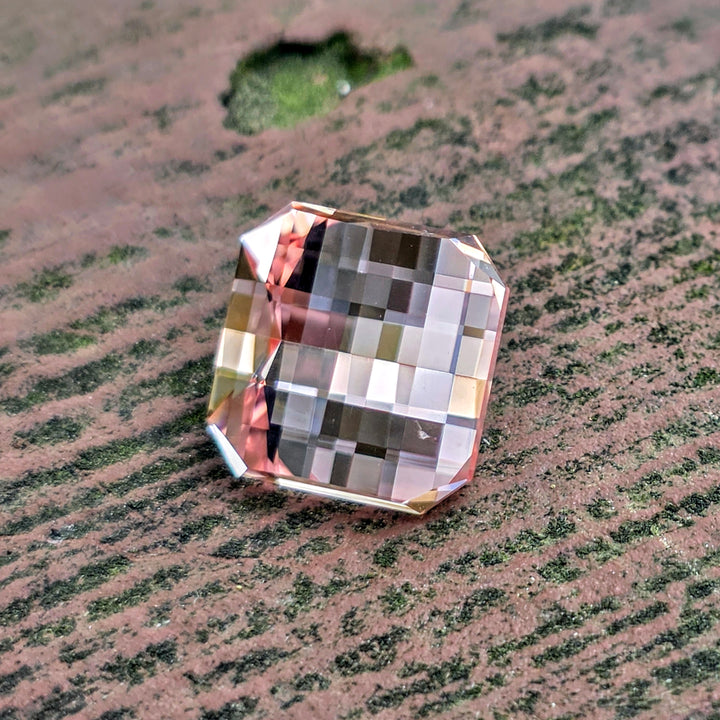 Peachy 🍑 "Morganite" Colored Lab Sapphire, Pixel Square Cut, 15.45 Carats