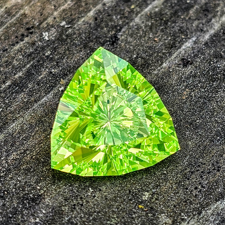 Green LuAG, Trillian Internal Reflections Cut, 16.21 Carats