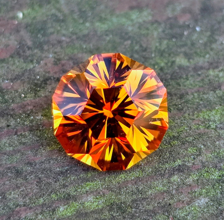 Pumpkin Orange Lab Sapphire, Gnome's Geode Cut, 7.30 Carats