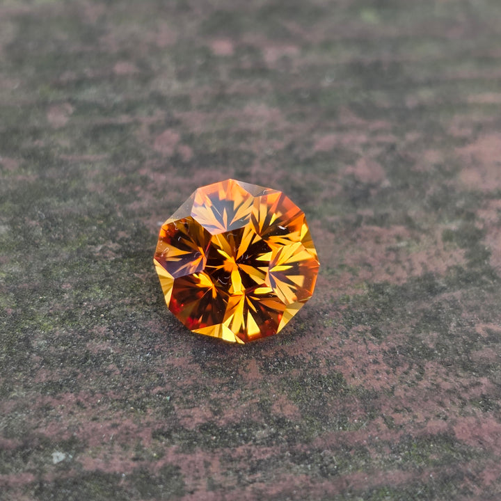 Pumpkin Orange Lab Sapphire, Gnome's Geode Cut, 4.12 Carats