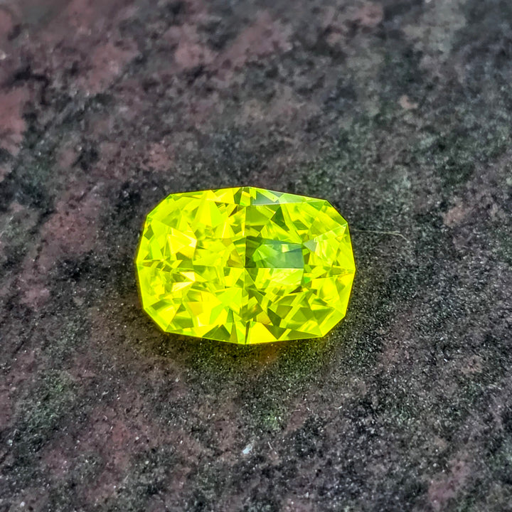 "Ultra" Glow In The Dark Lab Garnet, Cushion Internal Reflections Cut, 7.00 Carats