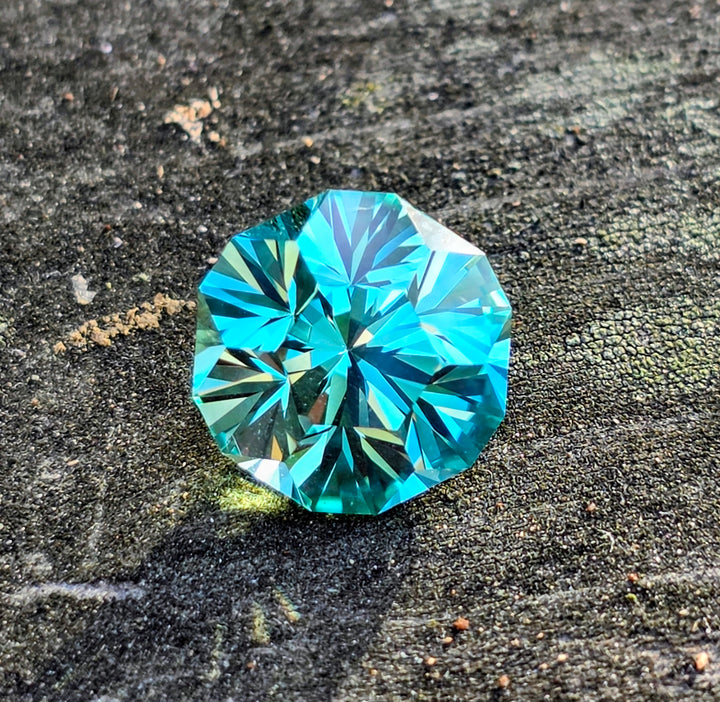 Bright Cobalt Teal Lab Sapphire, Gnome's Geode Cut, 6.41 Carats