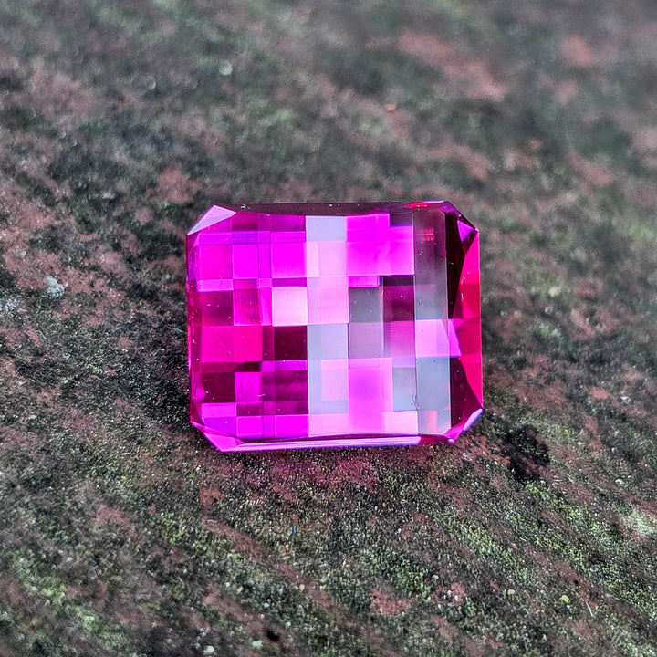 Neon Purple Lab Sapphire, Pixel Rectangle Cut, 5.60 Carats