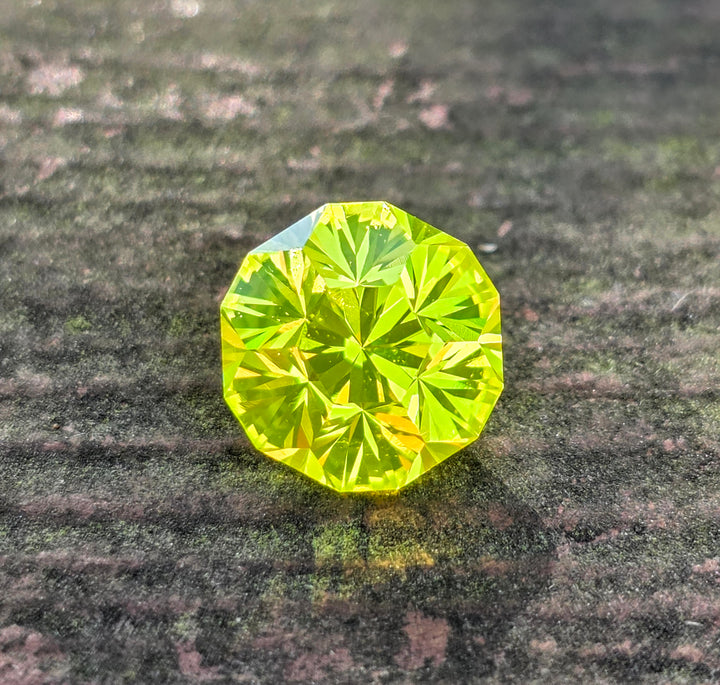 "Ultra" Glow In The Dark Lab Garnet, Gnome's Geode Cut, 8.73 Carats