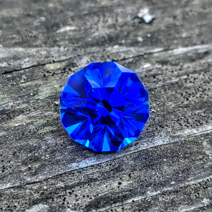 Djeva Fire Blue Lab Spinel, Gnome's Geode Cut, 15.71 Carats