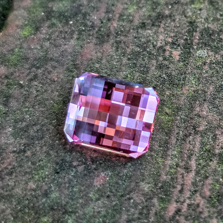 Light Pink-Orange Padparadscha Lab Sapphire, Pixel Rectangle Cut, 6.85 Carats