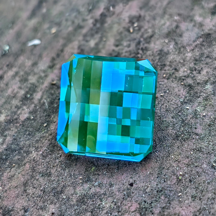 Teal Lab Spinel, Pixel Square Cut, 8.00 Carats