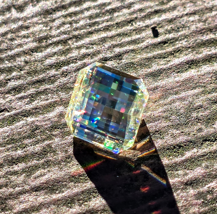 White Rutile 🌈🍭🦄, Pixel Square Cut, 4.70 Carats