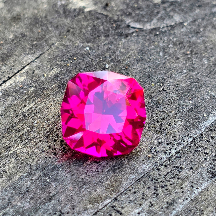 Fire Neon Pink Lab Sapphire, House Of Sylas Cushion Cut, 10.50 Carats