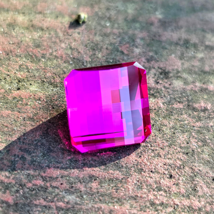 Neon Pink Lab Sapphire, Pixel Square Cut, 6.59 Carats