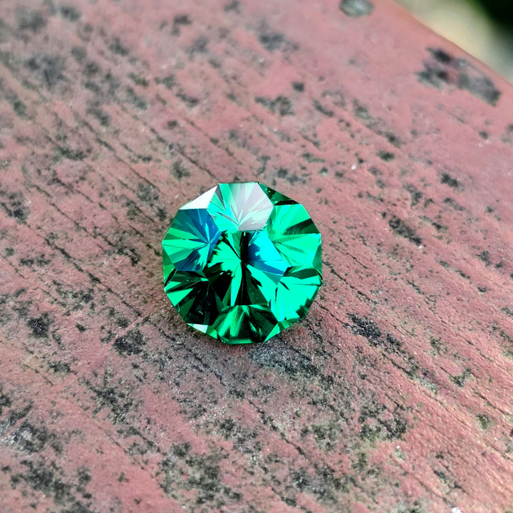 Green CTH YAG, Gnome's Geode Cut, 7.36 Carats