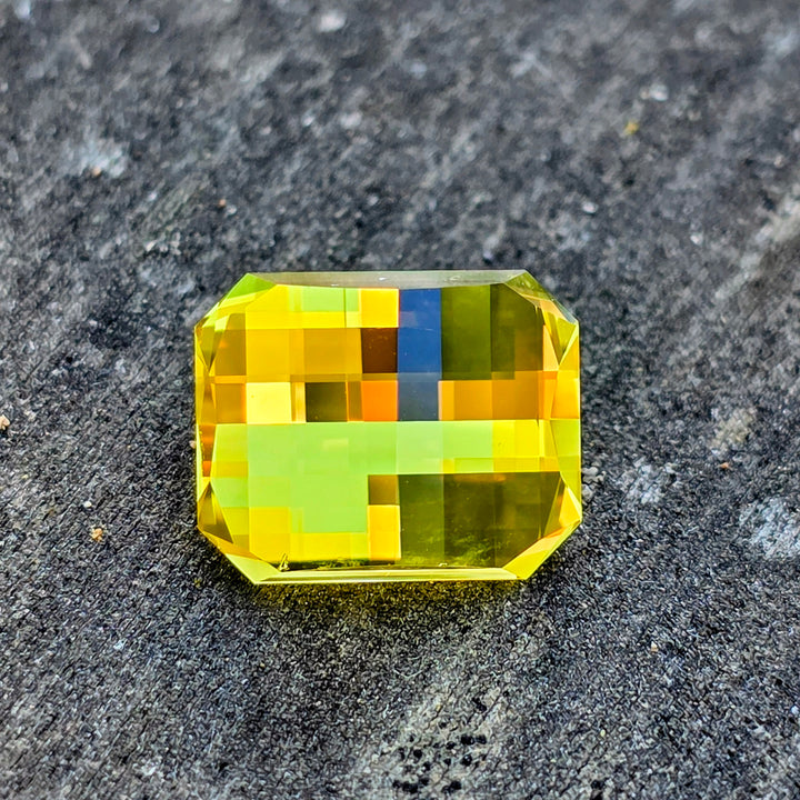 Yellow Czochralski Lab Sapphire, Pixel Rectangle Cut, 10.17 Carats