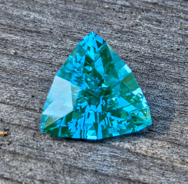 Teal Lab Spinel, Trillian Step Cut, 9.69 Carats