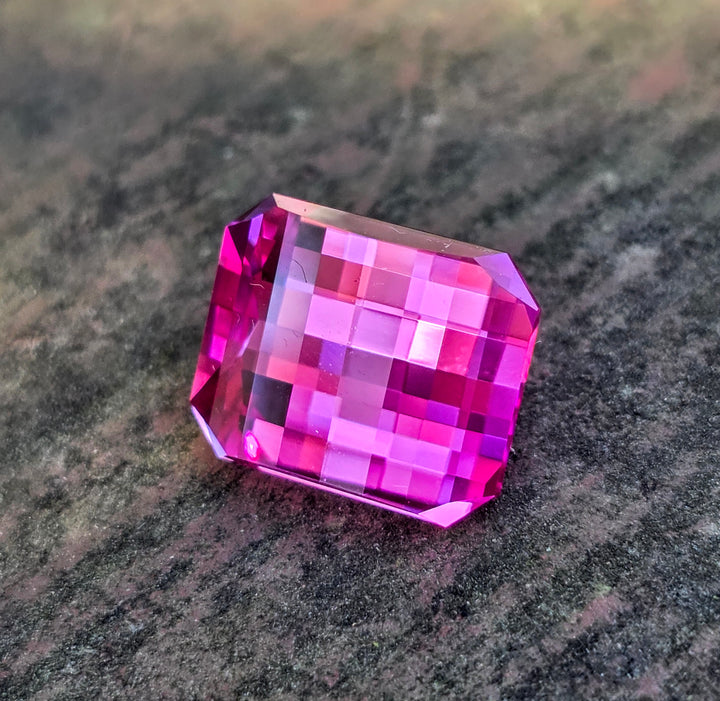 Pink Lab Sapphire, Pixel Rectangle Cut, 12.75 Carats